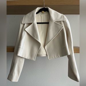 Theory White Cropped Wool Open Jacket